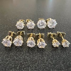 Variety Pack Gold Diamond Crystal Stud Earrings Set of 5